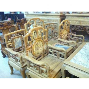Bộ bàn ghế móc mỏ mặt đá gỗ gụ 